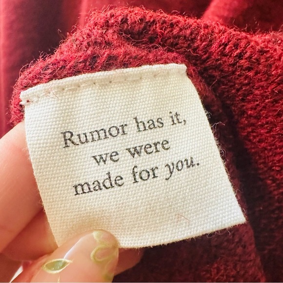 Rumored Hunter Crewneck Sweater Merlot Burgundy Knit Size L - Picture 5 of 8